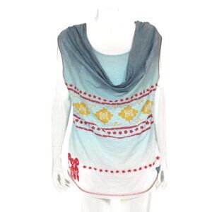 Double D Ranch Tank Top Women L Ombre Cowl Neck Festival Boho Western Aztec -757
